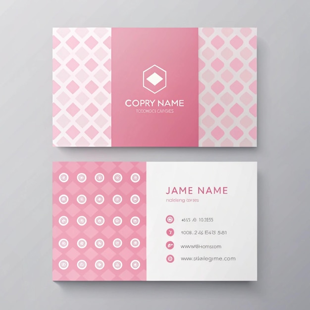 een roze en witte visitekaartje met een roze achtergrond met een roose en witte ontwerp
