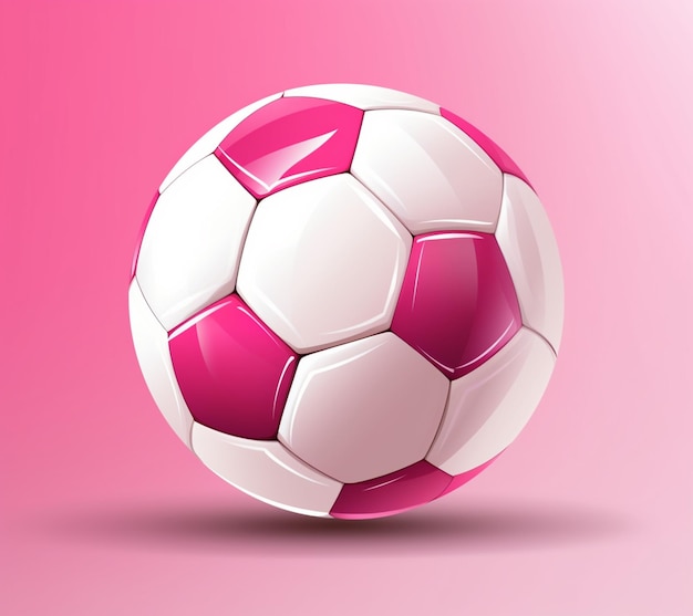 Een roze en witte voetbalbal met een roze achtergrond.