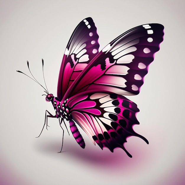 Een roze en zwarte vlinder