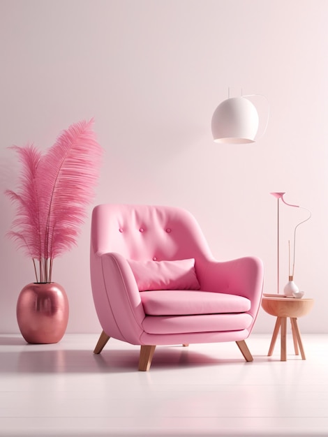 Een roze fauteuil