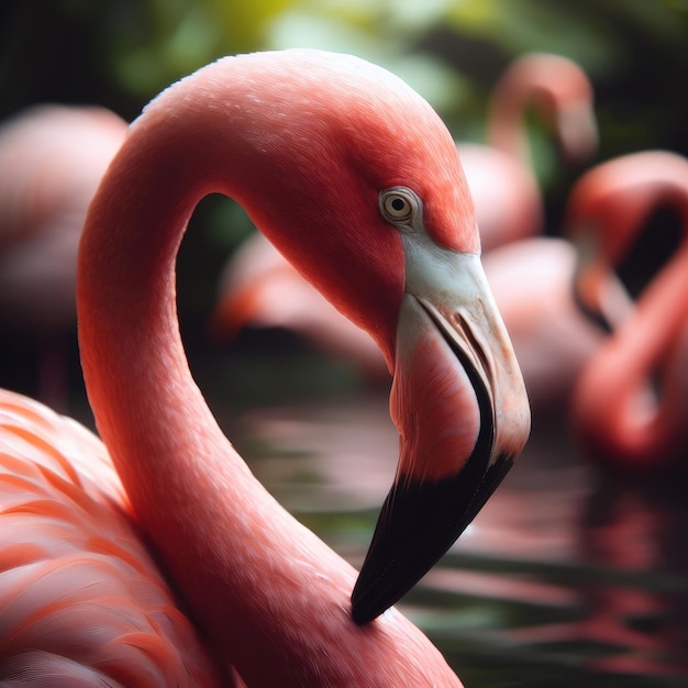 Een roze flamingo in de natuur