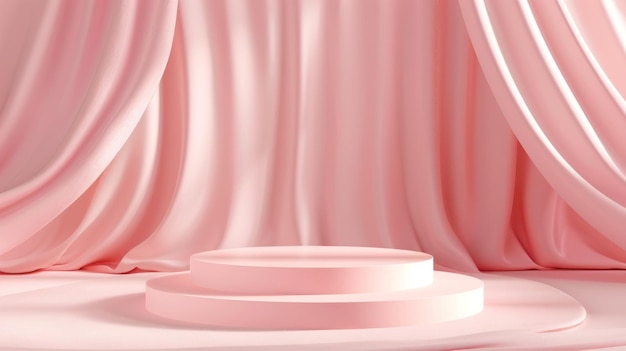een roze gordijn met een witte basis en een roze achtergrond