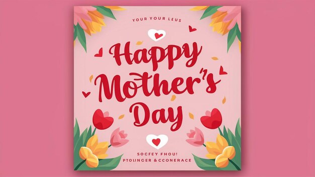 een roze kaartje met de woorden gelukkige moederdag erop geschreven