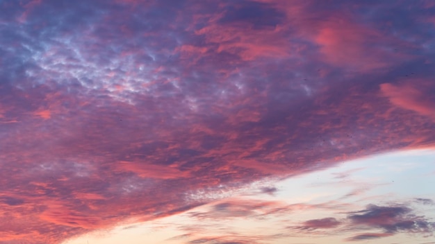 Een roze lucht met wolken