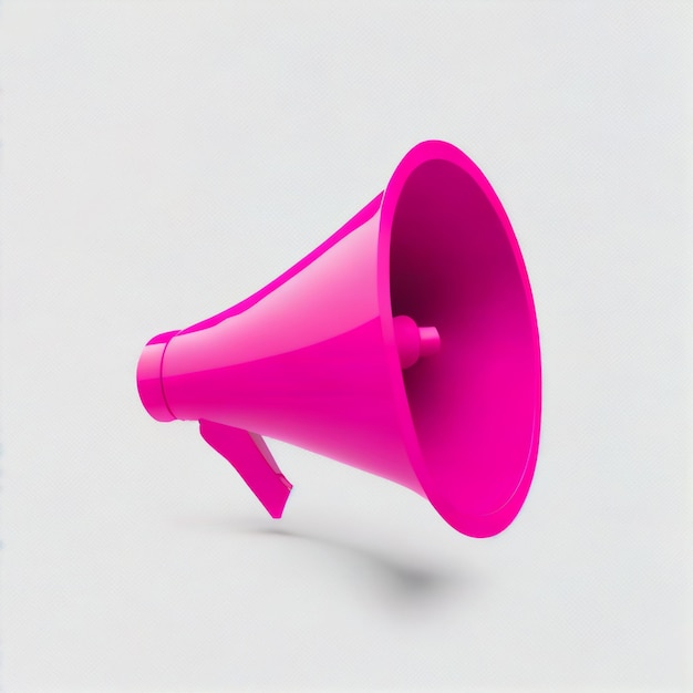 Een roze megafoon met een witte achtergrond.