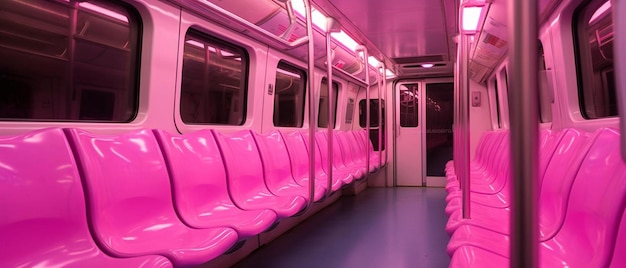 Foto een roze metro met roze stoelen en een roze muur