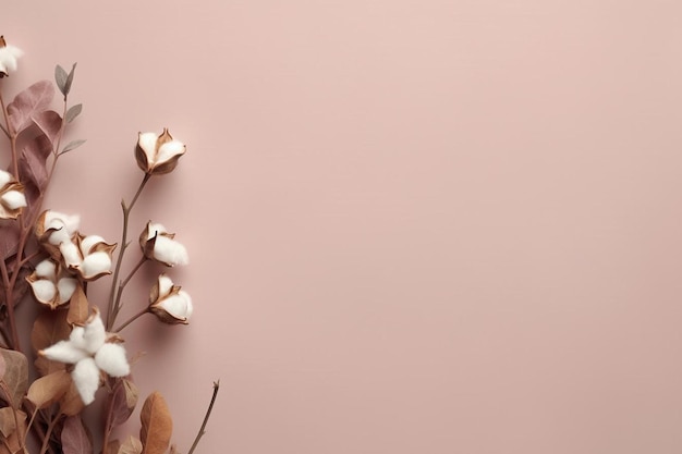 Foto een roze muur met een bloem erop