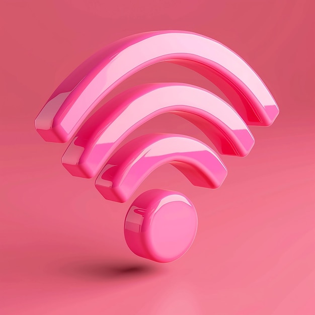 een roze object met een wifi symbool erop