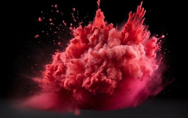 Een roze poederexplosie op een zwarte achtergrond