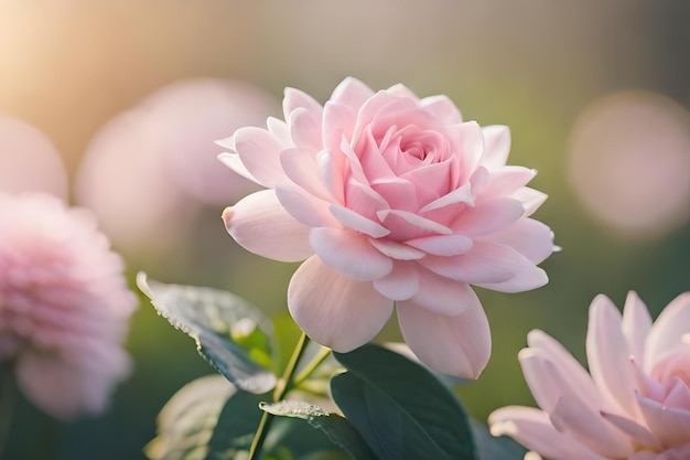 Een roze roos in de tuin