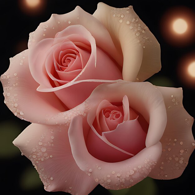 een roze roos met waterdruppels erop
