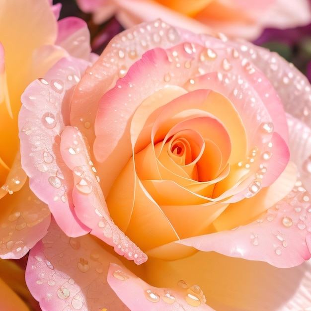 Een roze roos met waterdruppels erop