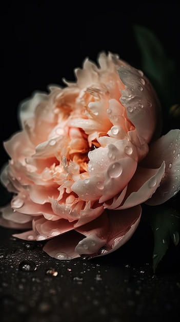 Een roze roos uit de tuin in de regen