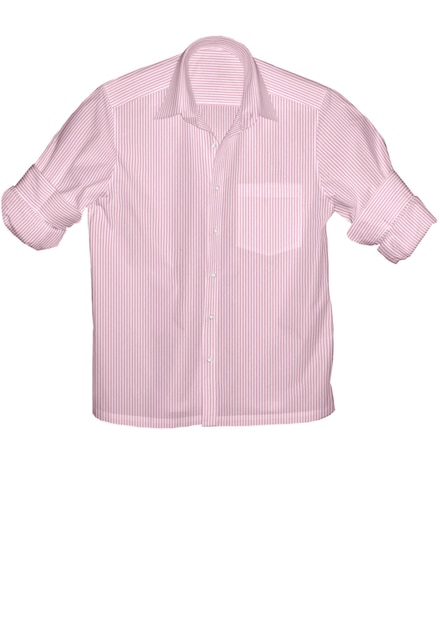 Een roze shirt met een blauwe streep op de voorkant