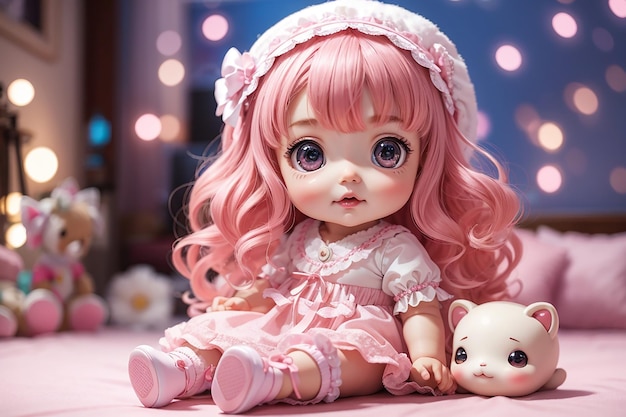 Foto een roze speelgoedpop