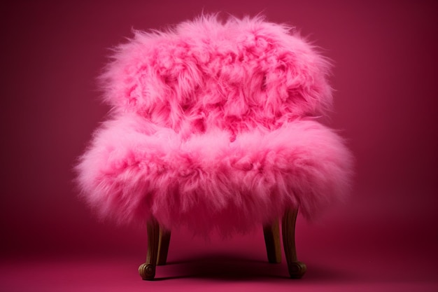 Een roze stoel met een pluizige bal erop digitale afbeelding