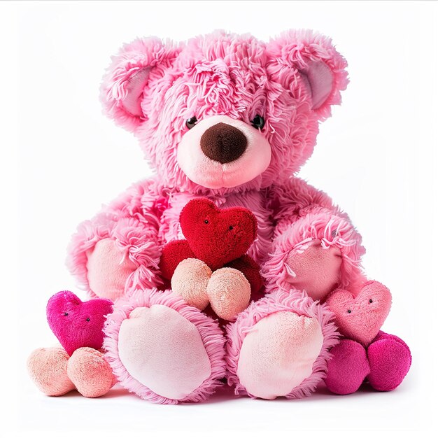 Foto een roze teddybeer met een hart erop