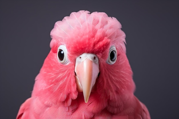 Foto een roze vogel met een heel groot oog