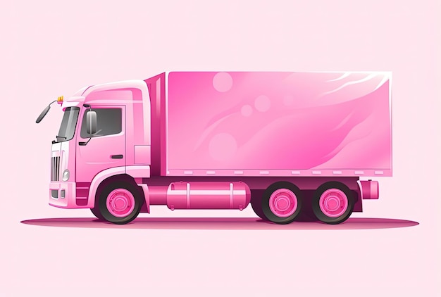 een roze vrachtwagen simplistische vector kunst