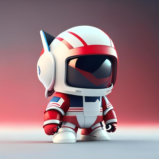 een ruimtetuig met een helm waarop astronaut staat.