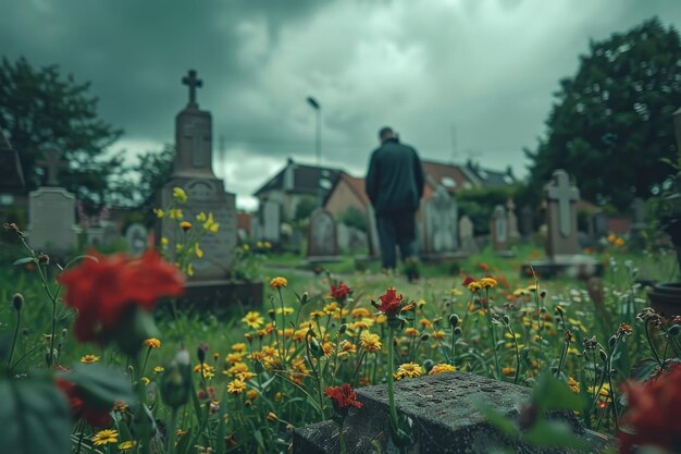 Een rustig afscheid een teder moment van de laatste ontmoeting op de begrafenis omhuld in stilte en diepe emoties van de overledenen