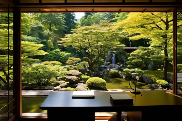Een rustig huis met een Zen tuin.