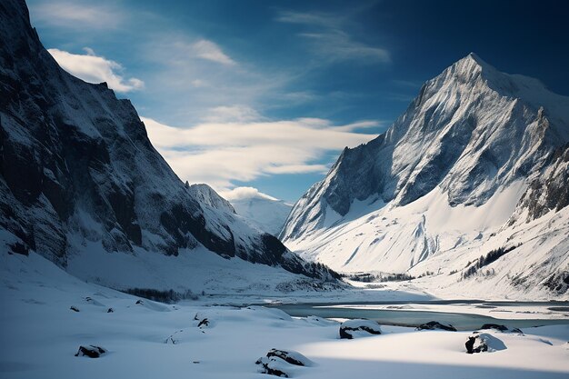 Een rustig, met sneeuw bedekt landschap