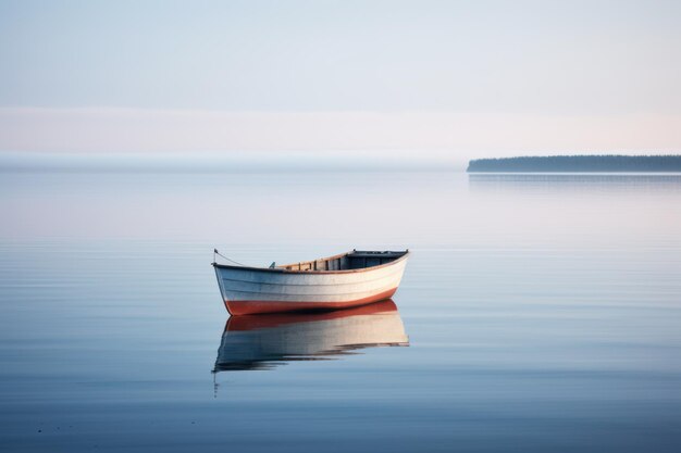 Een rustig water met een eenzame boot