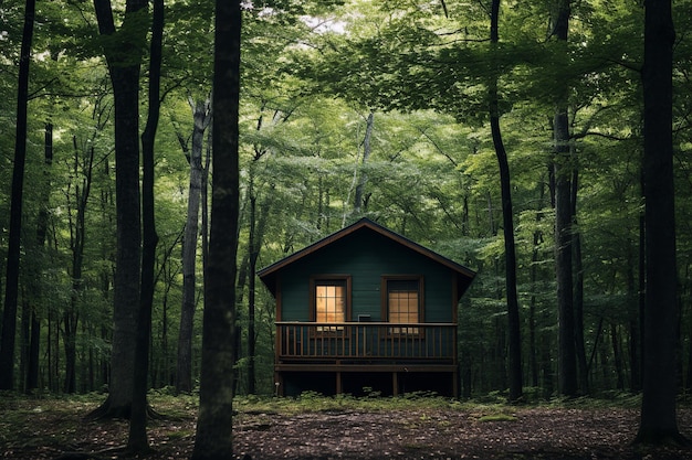 Een rustige hut in een afgelegen bos