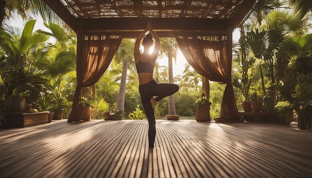 Een rustige yoga retreat met buitenlessen meditatie ruimtes en tropische omgeving