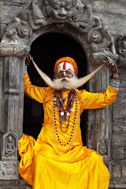 Een sadhu in de Pashupatinath-tempel