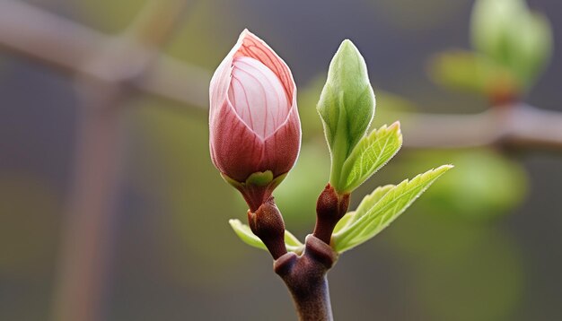 Foto een sakura knop die op het punt staat te bloeien