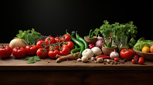 een samenstelling die uitsluitend bestaat uit tomaten, uien, komkommers, groene chili's en aardappelen