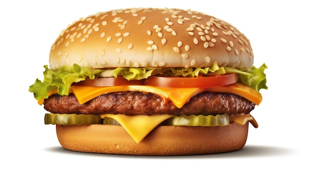 Een sappige burger met gesmolten kaas verse sla rijpe tomaat