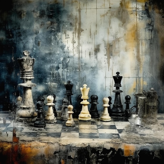 een schaakbord uitdrukkend zwart en wit