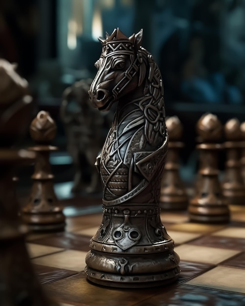 Een schaakstuk met een kroon erop
