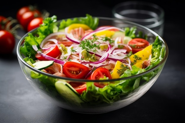 Foto een schaal groente salade generatieve ai