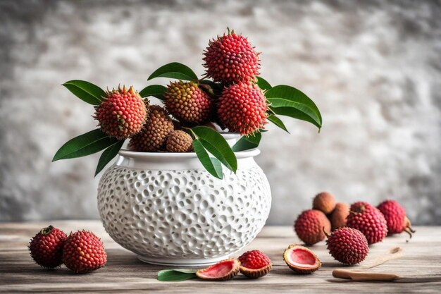 een schaal met fruit en een bos fruit op een tafel