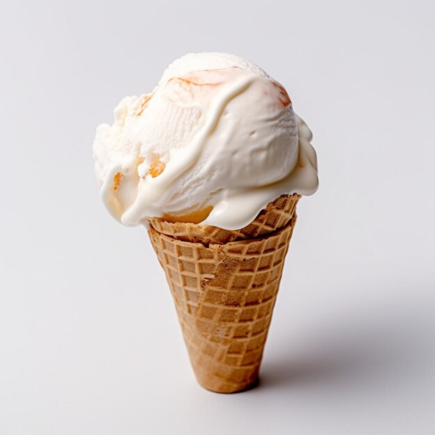een schaal vanille-ijs met een witte achtergrond