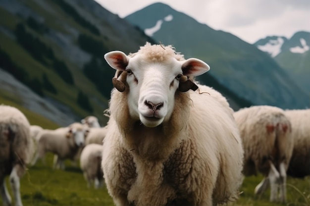 Een schaap met een label aan zijn oor