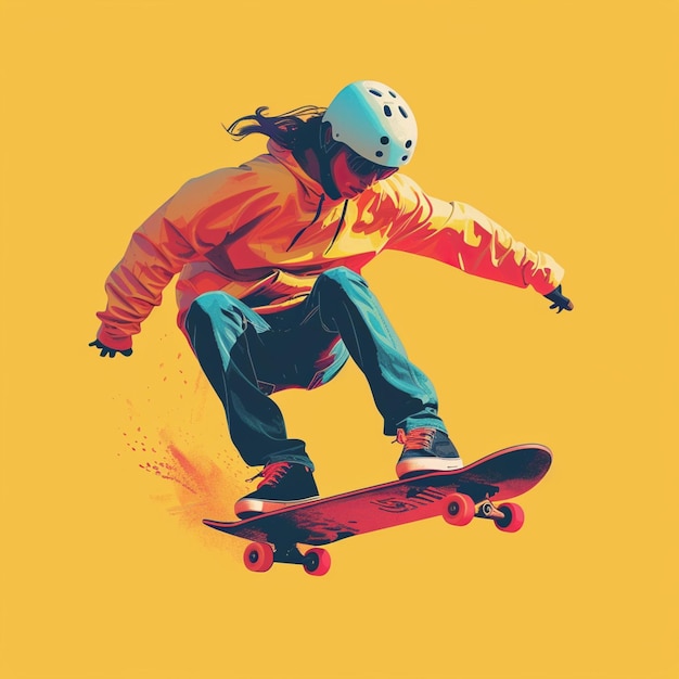 Een schaatser toont zijn vaardigheid in de stad met een skateboard