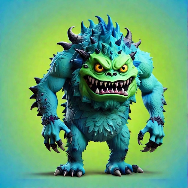 Een schattig 3D cartoon monster personage geïsoleerd op kleur achtergrond