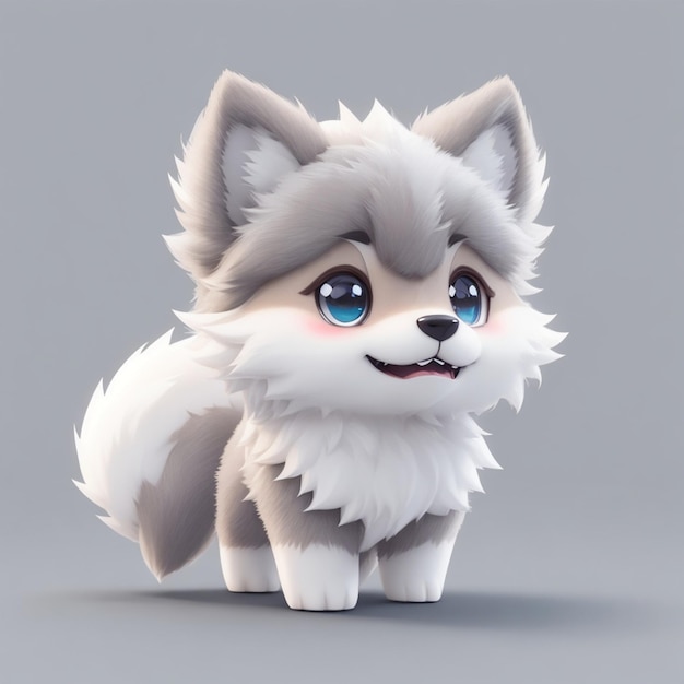 Een schattig 3D cartoon wolf personage