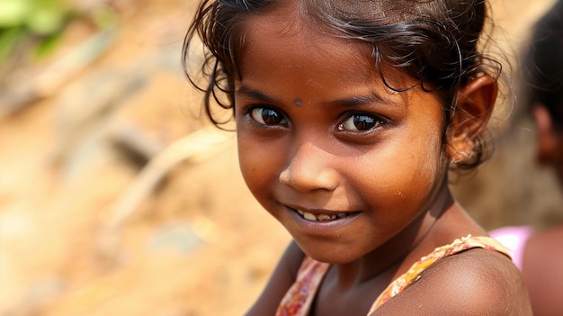 Een schattig arm meisje uit Sri Lanka met een glimlach.