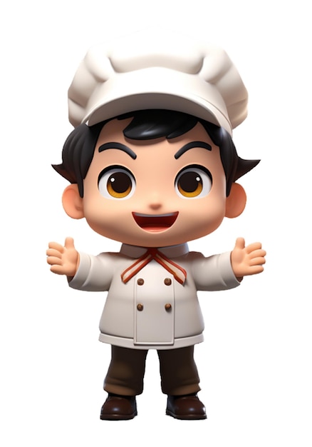 Een schattig chef-kokkarakter in uniform isoleren op witte achtergrond