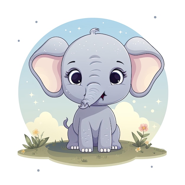 Een schattig en charmant olifant personage in vector illustratie