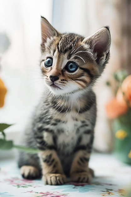 Een schattig en mooi jongste pasgeboren kortharige kitten ter wereld Generative AI