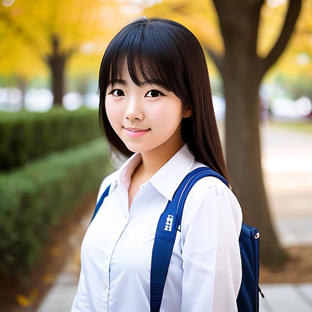 Een schattig Koreaans studentenmeisje