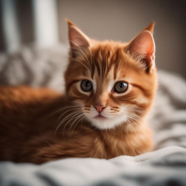 Een schattig rood katje op zoek