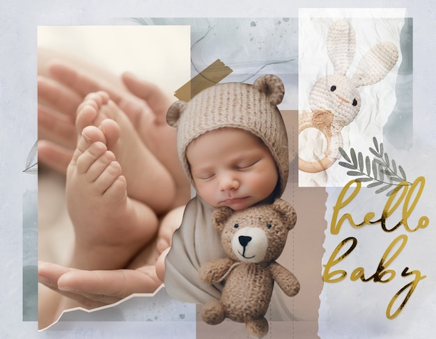 Foto een schattige baby collage.